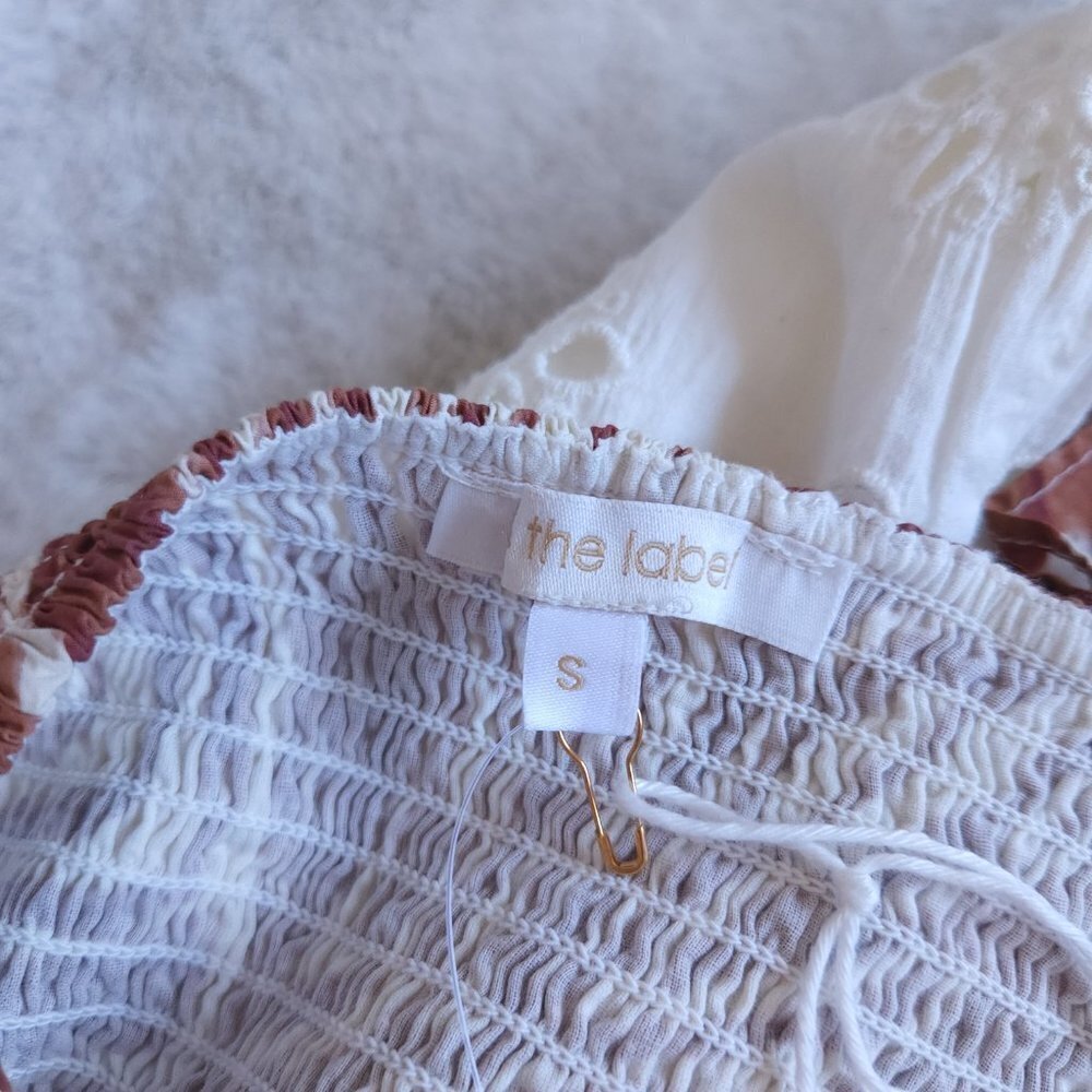 Anthropologie Love the Label eyelet smock puff sleeve top - Picture 14 of 16